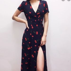 Cherry Pattern Midi Dress